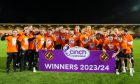 The Dundee United players celebrate their title being made official