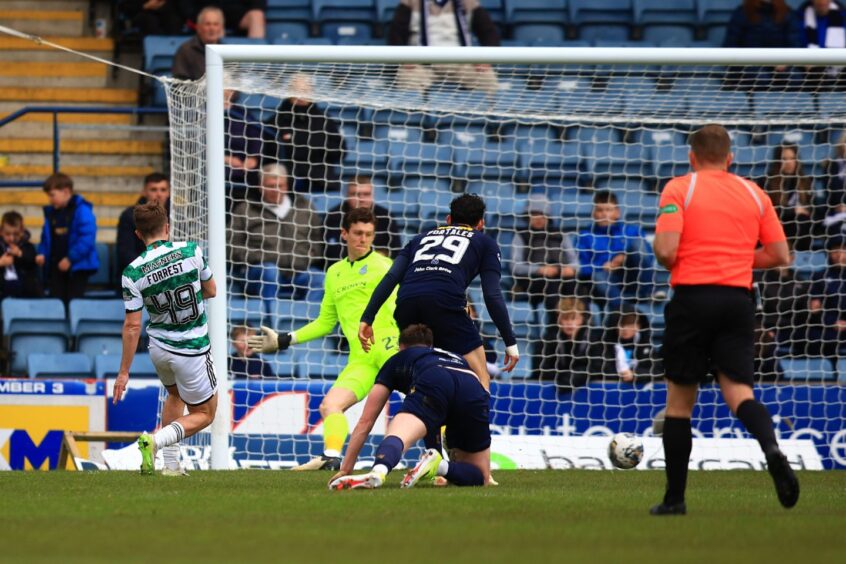 Forrest makes it 2-0 after Dundee gave the ball away. Image: David Young/Shutterstock