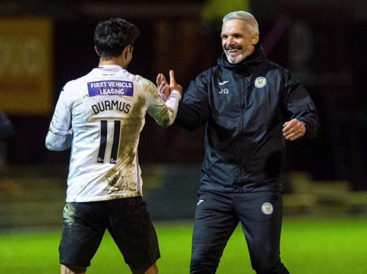 Jim Goodwin, right, and Ilkay Durmus while at St Mirren.