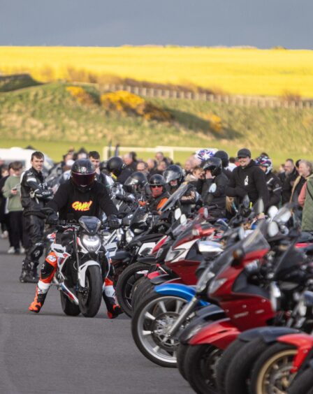 Bikers gathering at Victoria Park in Arbroath.