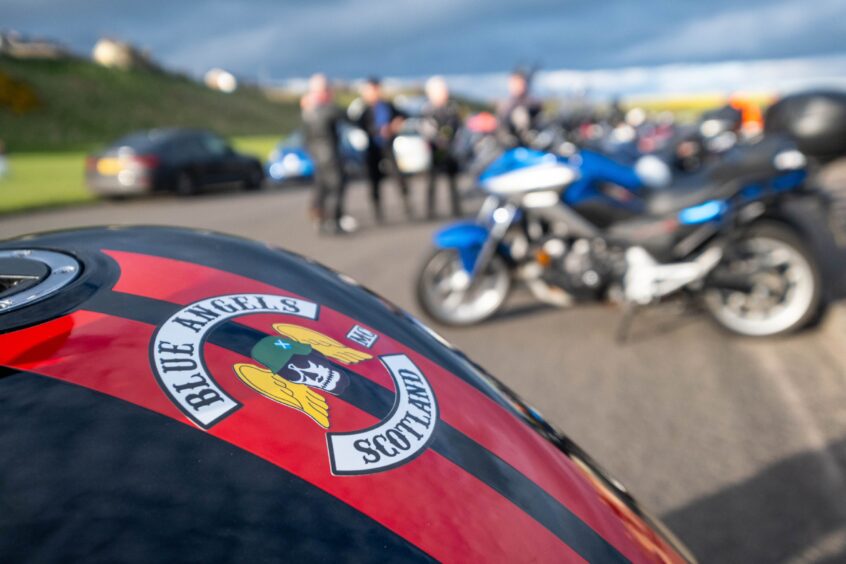 Biker groups at Arbroath charity motorcycle event.