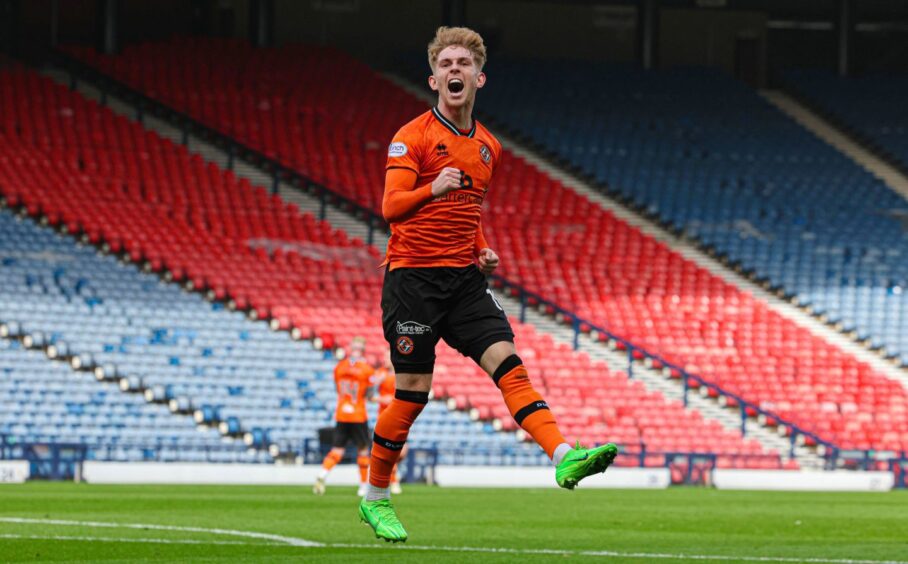 Dundee United's Kai Fotheringham after scoring the opening goal against Queen's Park