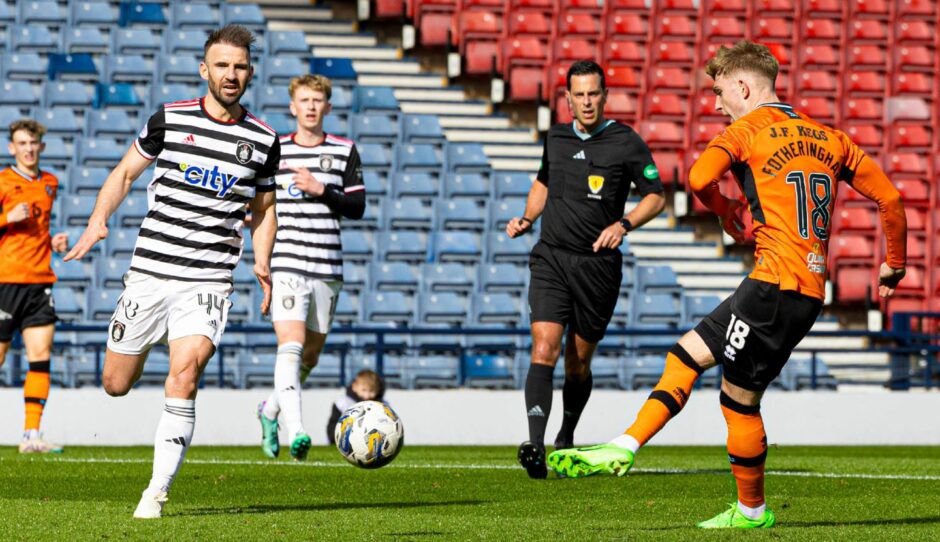 Kai Fotheringham coolly slots Dundee United into the lead at Hampden