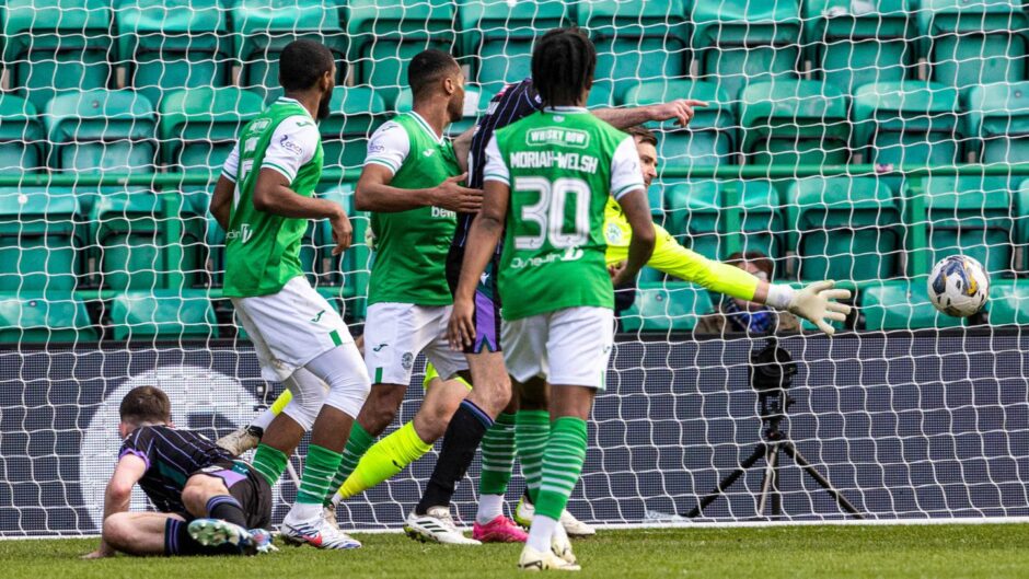 Goalmouth action as St Johnstone beat Hibs recently.