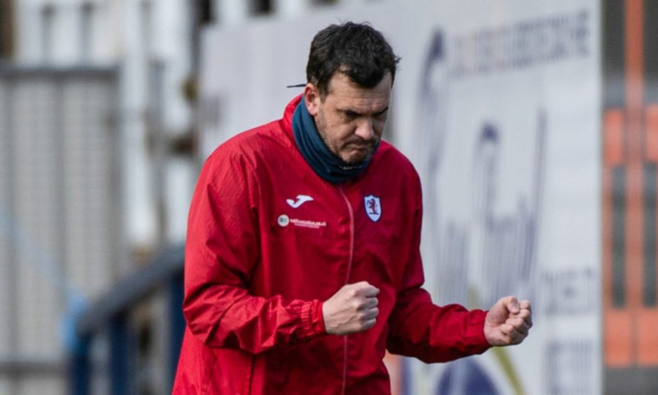 Raith Rovers Manager Ian Murray clenches his fists in celebration.