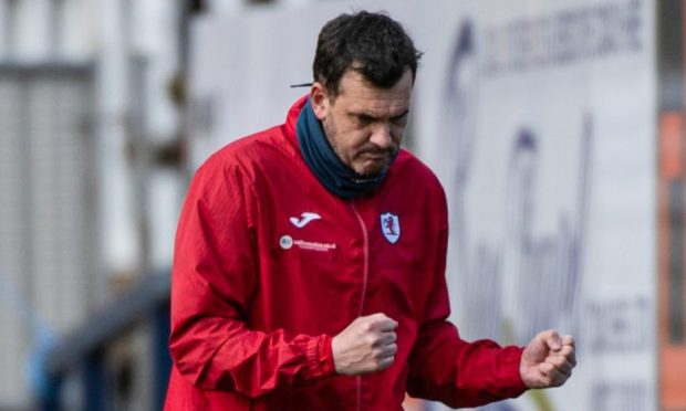 Raith Rovers Manager Ian Murray clenches his fists in celebration.