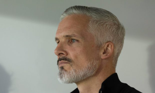 A fully-focused Dundee United boss Jim Goodwin at Cappielow