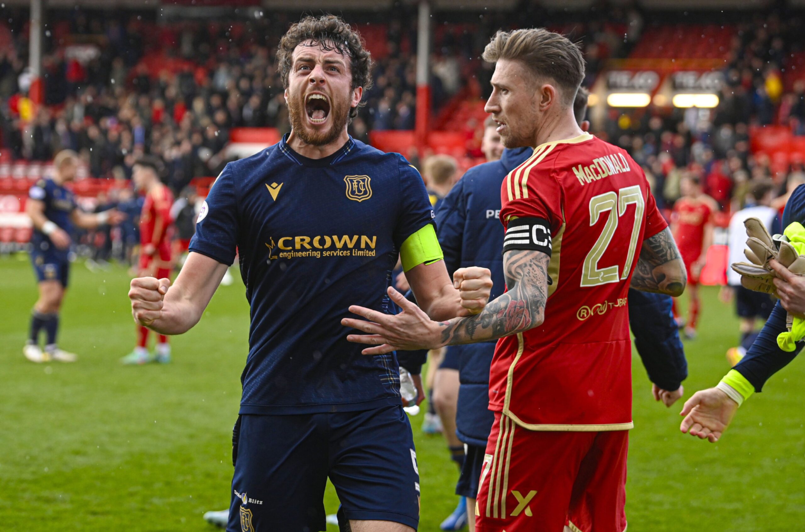 Joe Shaughnessy celebrates at full-time. Image: SNS