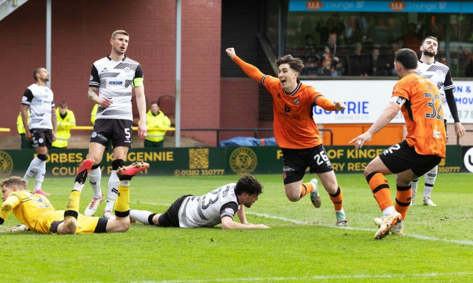 Chris Mochrie fires home against Ayr - and wins the title for his boyhood heroes.