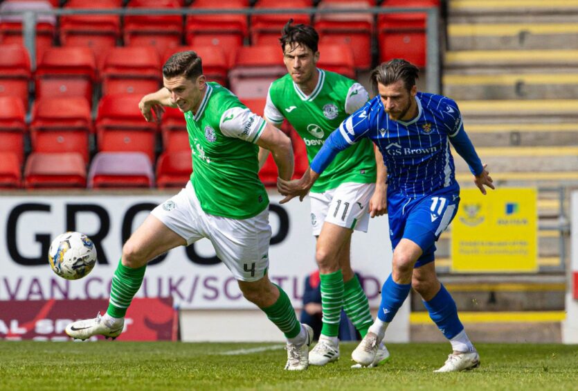 Graham Carey in action against Hibs. 