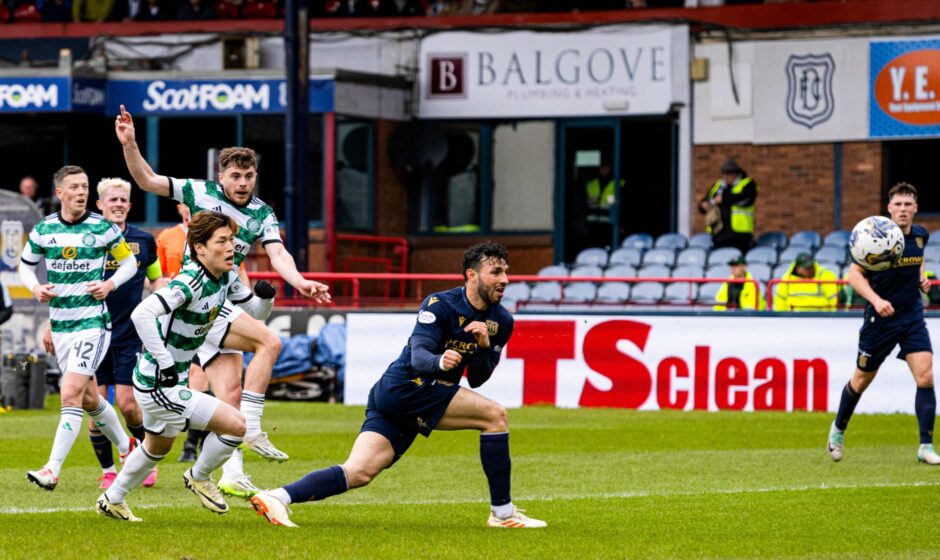 James Forrest opens the scoring with a fierce effort. Image: SNS