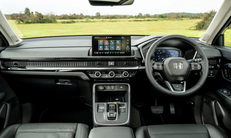 The cabin of the Honda CR-V.