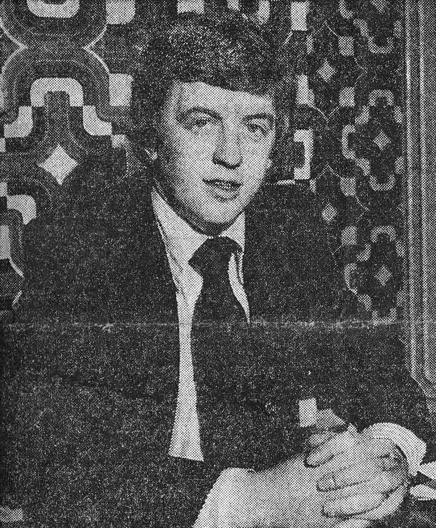 a picture of Arthur Hinchey taken from a newspaper and showing him in suit and tie