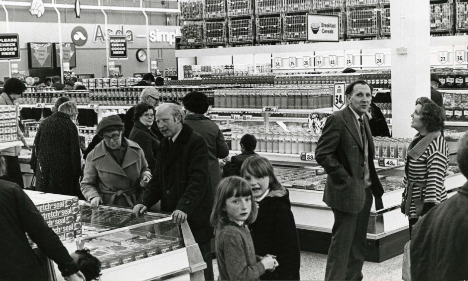 Shoppers in Asda when the store opened in April 1977.