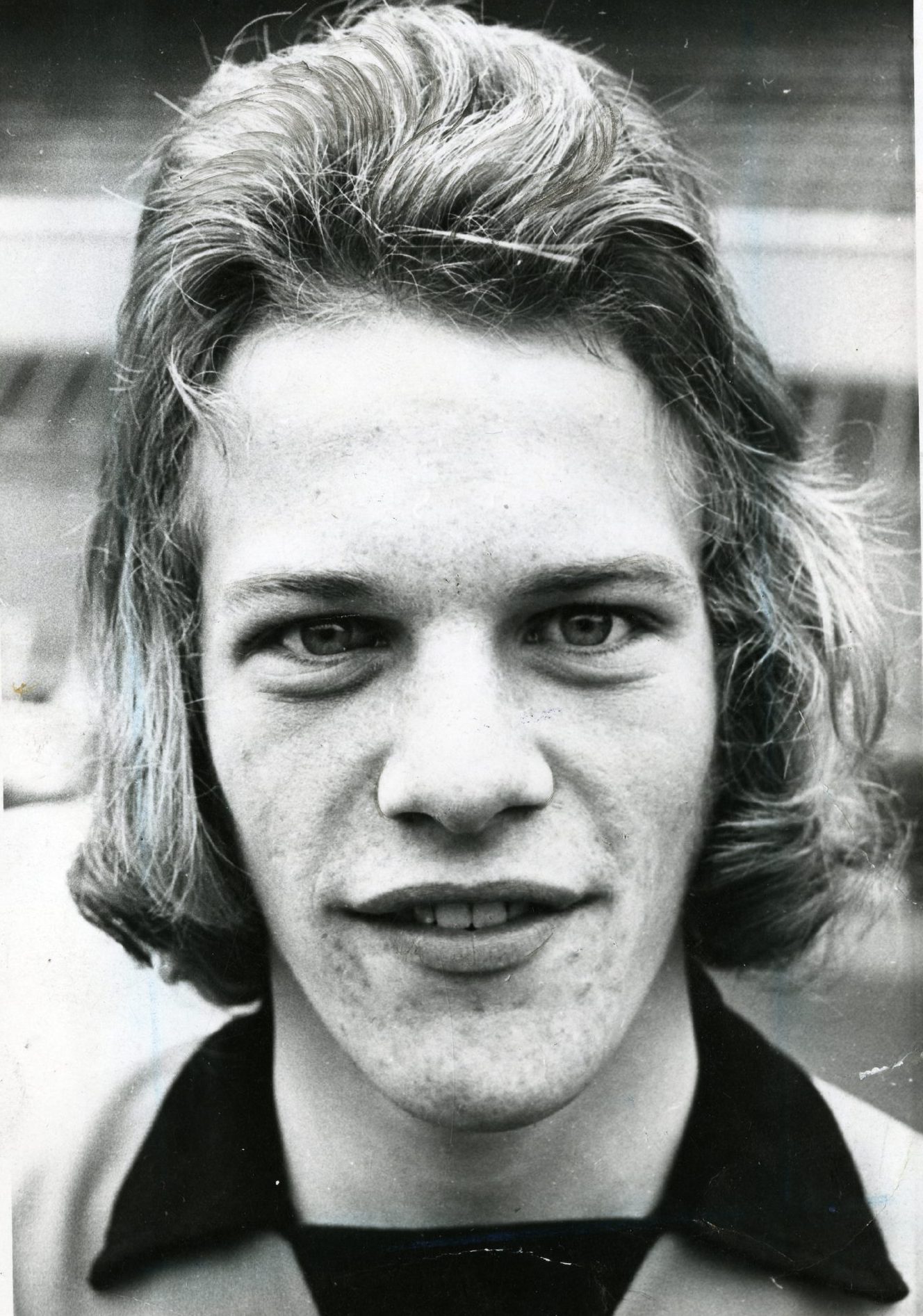 A head and shoulders shot of a young Andy Gray, part of the squad which survived the coach journey. 