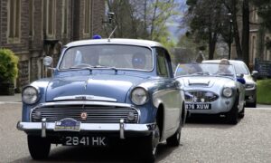 classic cars driving into Crieff Hydro Hotel grounds