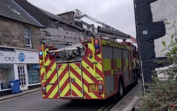 Firefighters used a specialist high-reach vehicle in Dunfermline cat rescue attempt.