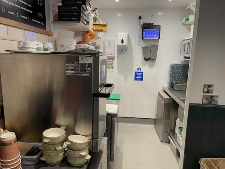 The kitchen of the coffee shop.