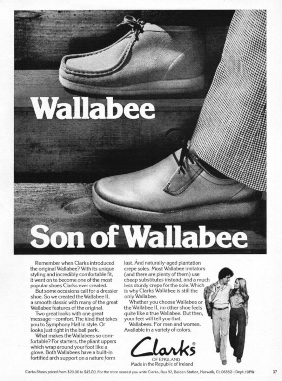 Did you buy Wallabees at Clarks shoe shop in Dundee?