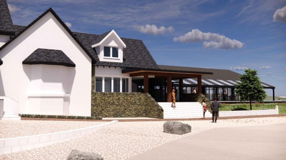Main entrance to Glen Clova Hotel with planned function suite extension.