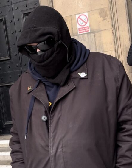 Darren Adams masked up when he appeared at Perth Sheriff Court
