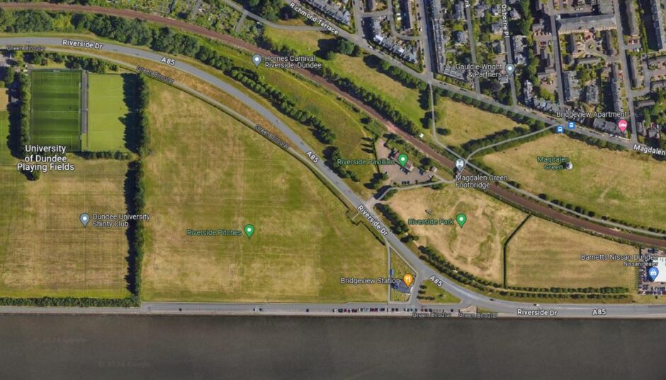 The site for Dundee's proposed new training ground. Image: Google Maps.