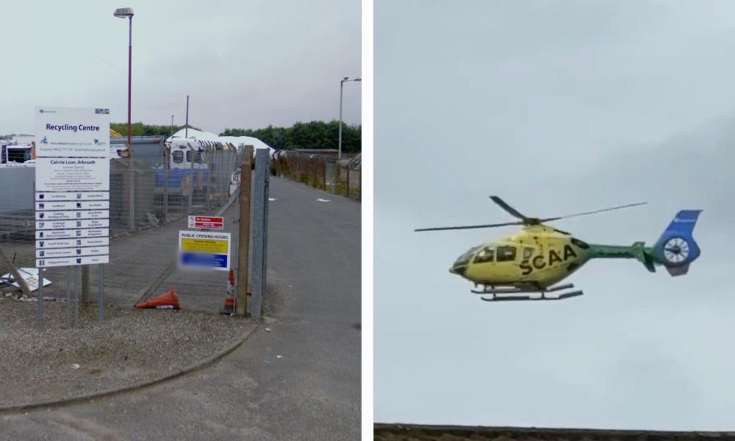 Man dies at Arbroath recycling centre as air ambulance called