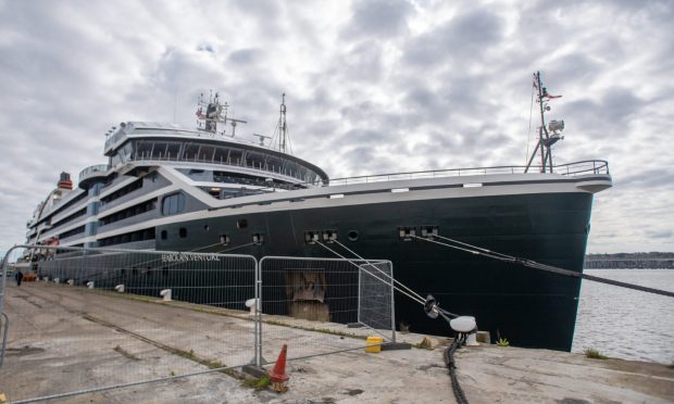 The first cruise ship to dock in Dundee this year. Image: Kim Cessford / DC Thomson
