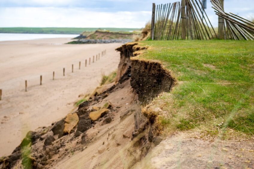 Coastal erosion at Montrose golf course.