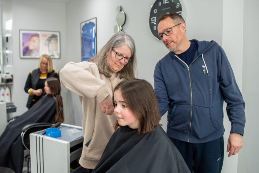Kirriemuir youngster Zoe Stewart Little Princess Trust charity haircut.