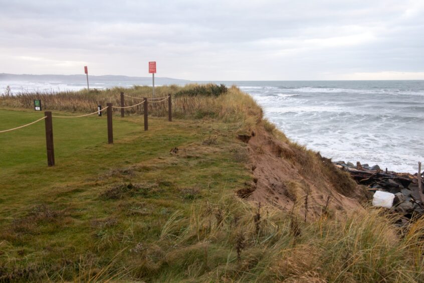 Montrose golf course erosion, with the dunes just metres from the course