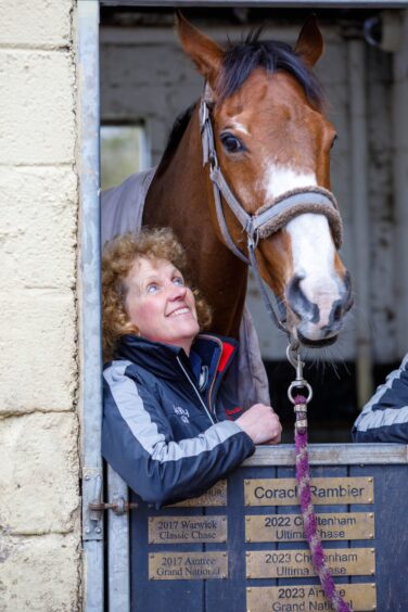 Lucinda Russell with Corach Rambler ahead of the 2024 Grand National. 