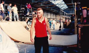 Skater Lee Ralph at the original Factory skate park in Stobswell, 1988. Image: Scott Malcolm.