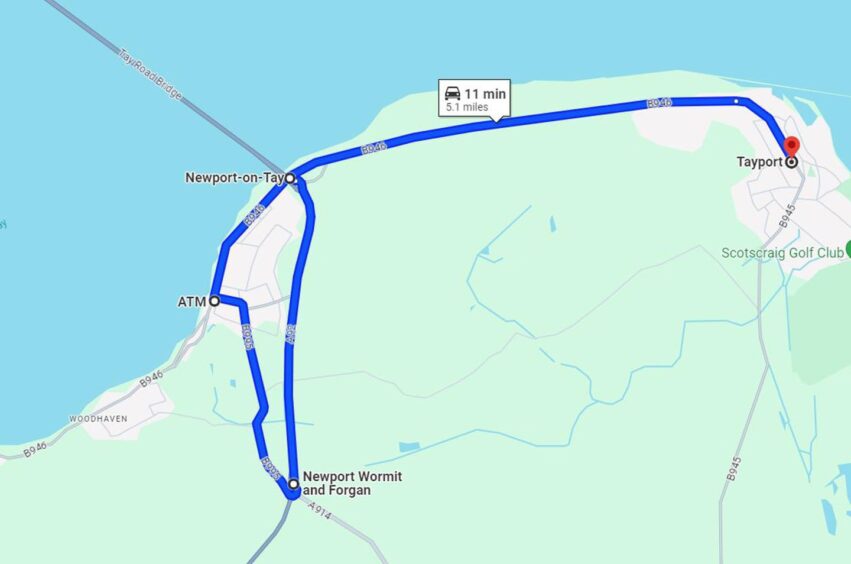 The diversion to Tayport from Dundee