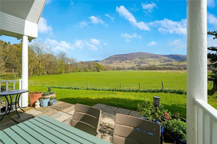 View from the veranda at cottage on Stirlingshire and Perthshire border 