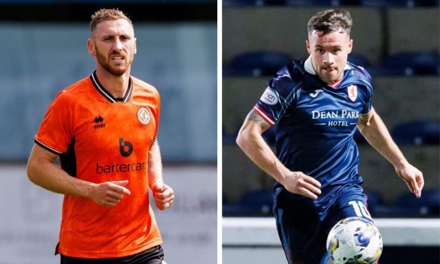 Louis Moult, left, and Rovers striker Lewis Vaughan