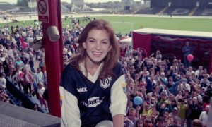Isla Fisher won hearts at Dens Park in 1997. Image: DC Thomson.