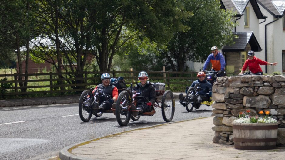 The cyclists set off from Kinloch Rannoch. Image: Stefan Morrocco. 