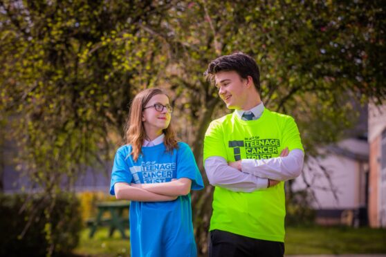 Perth High pupils Abbie Ptak and Adam McLaren in running T shirts