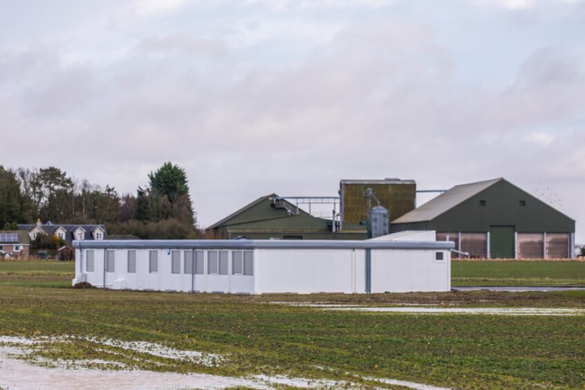 View of Carse Medical Centre temporary buildings in field
