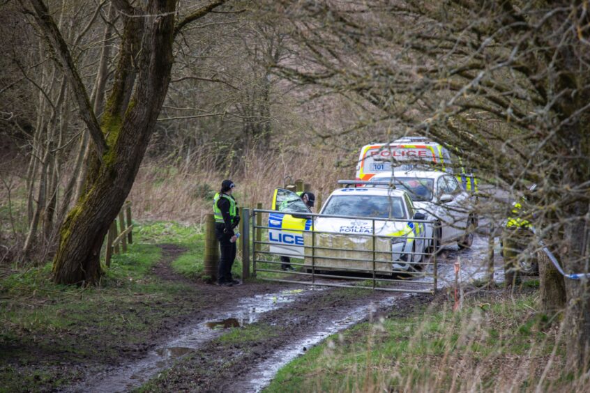 Police officers sealed off a large area of Auchtermuchty Common.