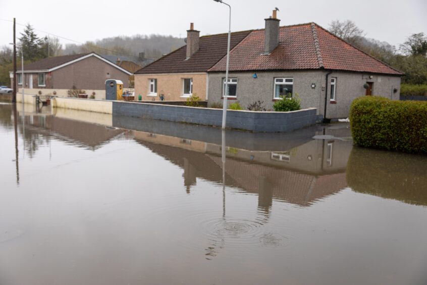 Flooding in Park Road, Rosyth in April 2024.