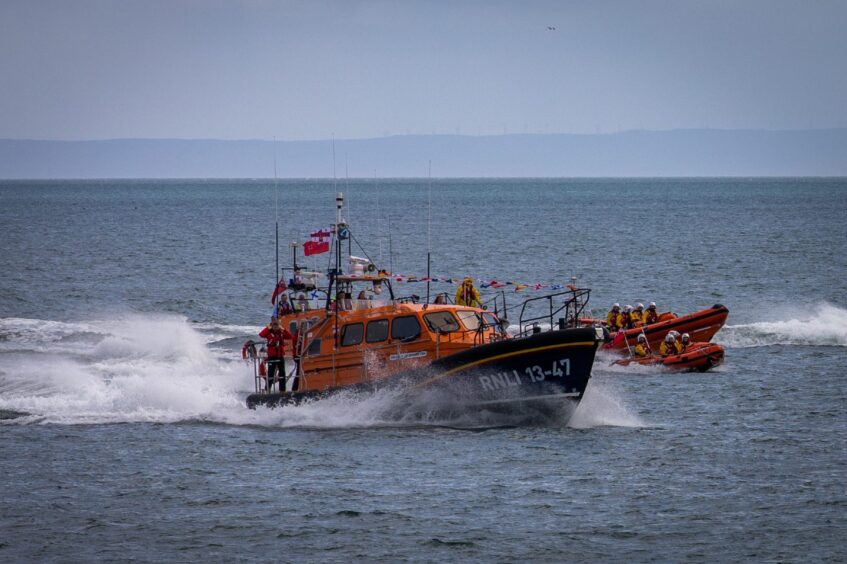 Anstruther lifeboat homecoming before large crowd in Fife.