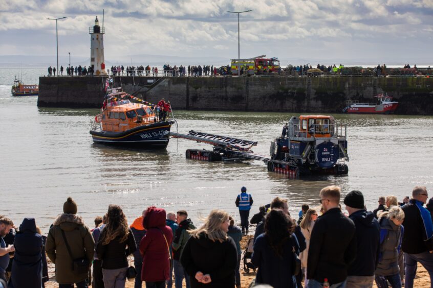 Anstruther's new lifeboat is welcomed home for the first time.