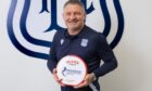 Dundee FC manager Tony Docherty presented with the Scottish Premiership Glen's Manager of the Month award for March.
