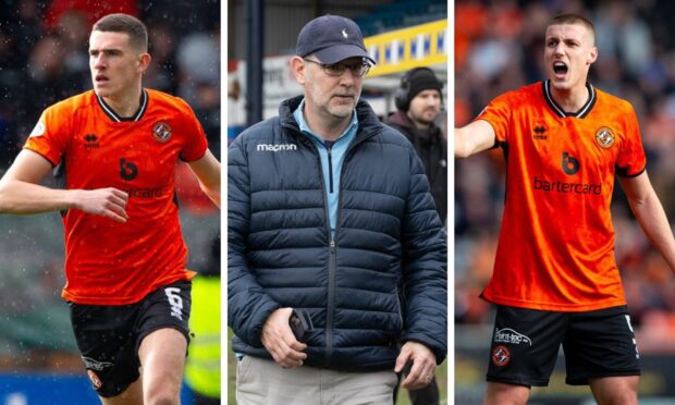 (L to R) Dundee United's Ross Graham, Dundee managing director John Nelms, United defender Sam McClelland. Images: SNS