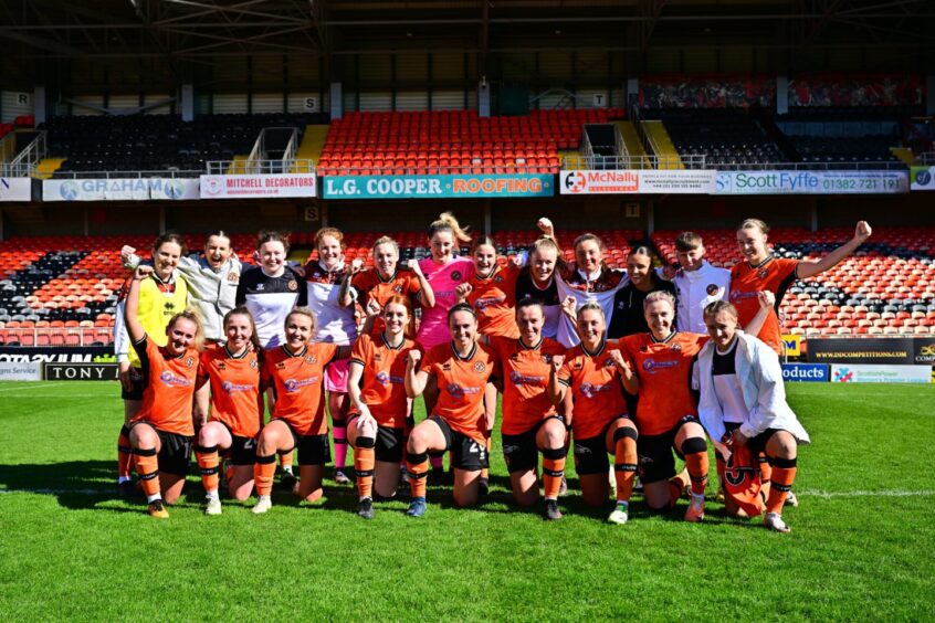 The Dundee United players soak up a memorable chance to play, and win, at Tannadice.