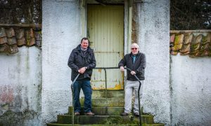 Friends of Craigtoun's funding director Henry Paul and chairman Doug Stephen inside the deteriorating Dutch Village in Craigtoun Park.