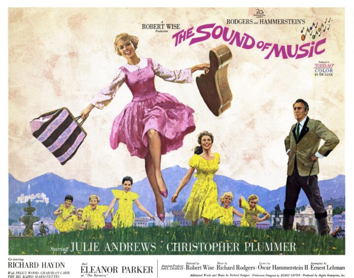 poster for film version of The Sound of Music starring Julie Andrews and Christopher Plummer