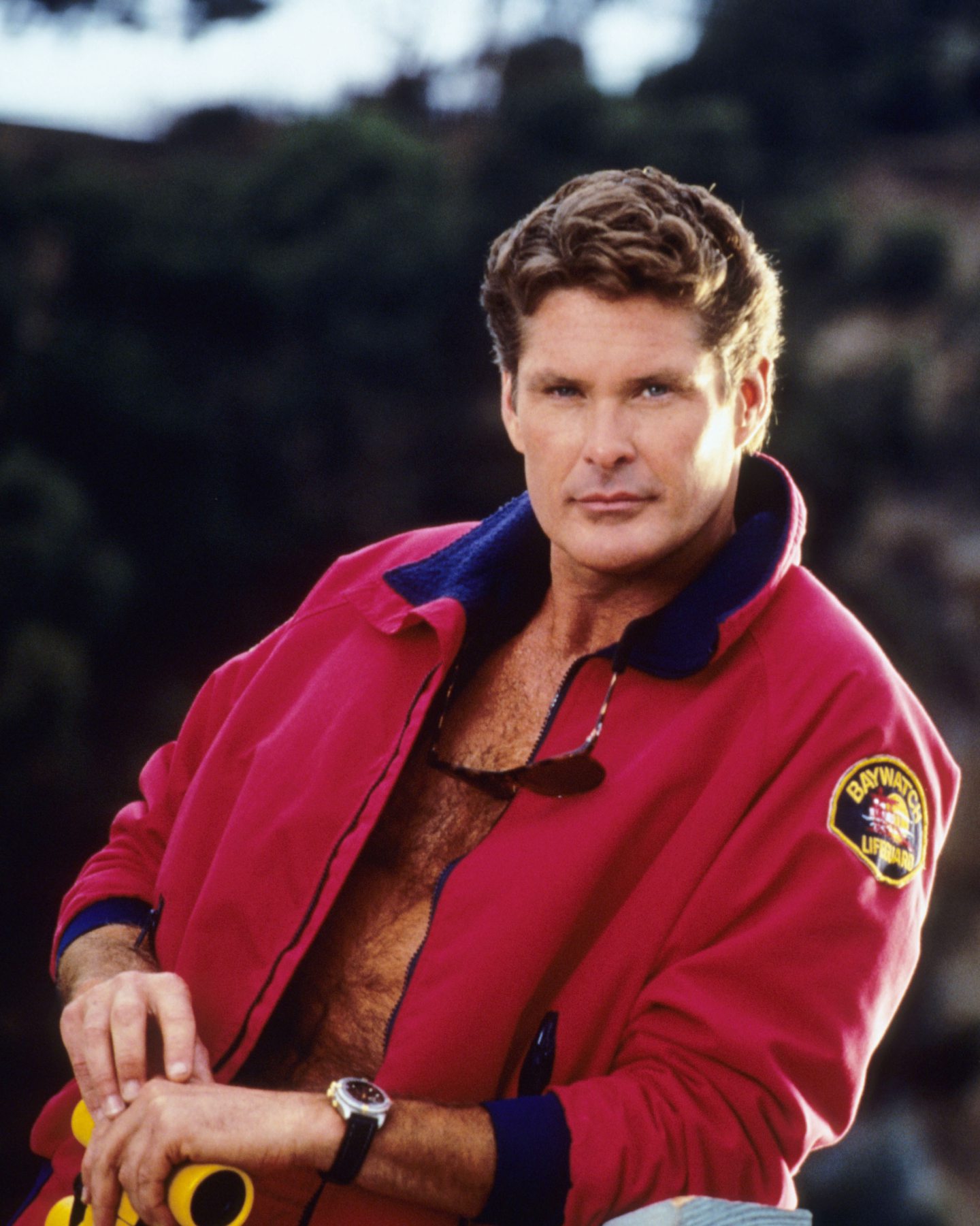 David Hasselhoff in his Baywatch lifeguard outfit